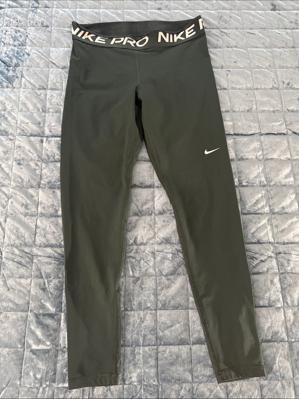 Nike Womens Dark Grey Pro Training Leggings with White Swoosh